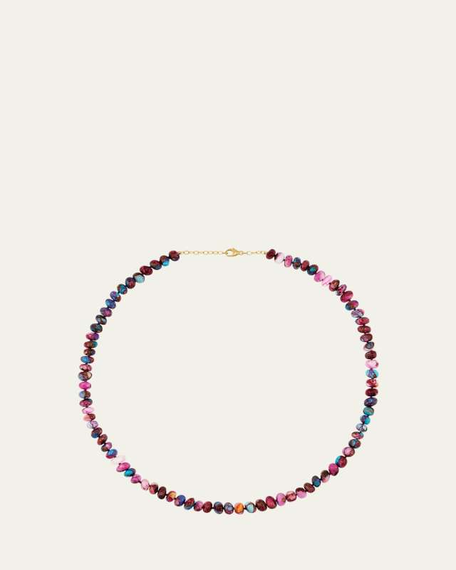 Nevada Pink Turquoise Necklace in 14K Yellow Gold